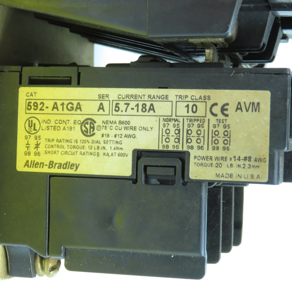 Allen Bradley 509-AOD-A1G Size 0 Full Voltage Starter 5HP 120V Coil W/592-A1GA