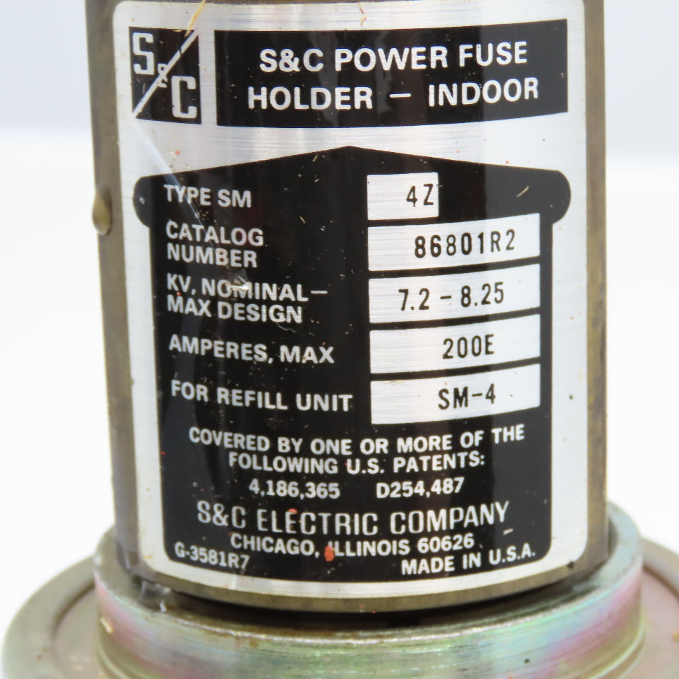 S&C 86801R2 200E Max Amp Type SM 4Z Fuse Holder W/ Silencer