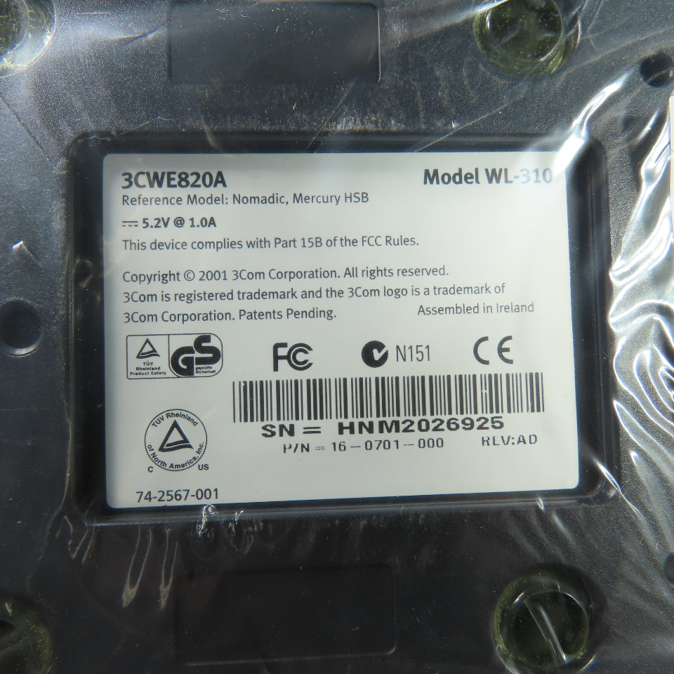 3Com 3CWE820A WL-310 11MB Ethernet Client Bridge Ethernet To Wireless Adapter