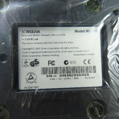 3Com 3CWE820A WL-310 11MB Ethernet Client Bridge Ethernet To Wireless Adapter