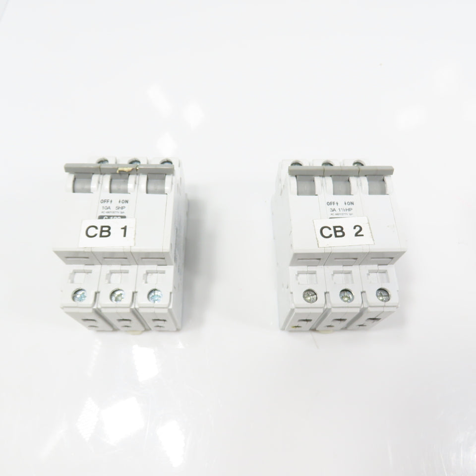 Allen Bradley 1492-CB3 Ser C 3-Pole Circuit Breakers 7A, 3A, 10A Lot Of 7