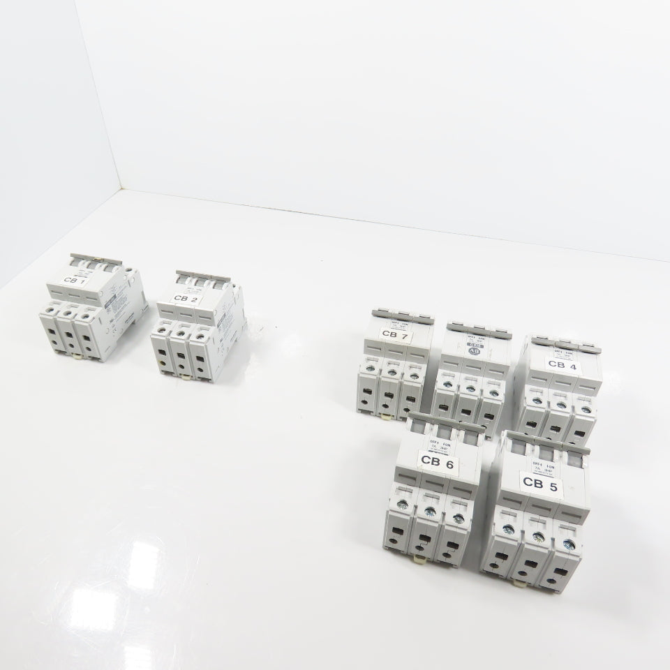 Allen Bradley 1492-CB3 Ser C 3-Pole Circuit Breakers 7A, 3A, 10A Lot Of 7