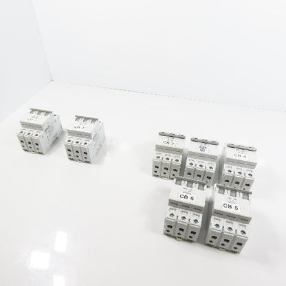 Allen Bradley 1492-CB3 Ser C 3-Pole Circuit Breakers 7A, 3A, 10A Lot Of 7