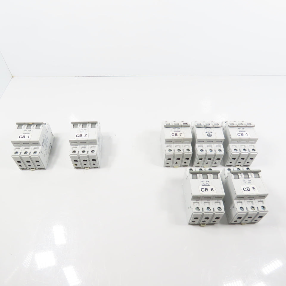 Allen Bradley 1492-CB3 Ser C 3-Pole Circuit Breakers 7A, 3A, 10A Lot Of 7