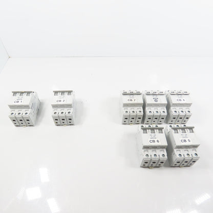 Allen Bradley 1492-CB3 Ser C 3-Pole Circuit Breakers 7A, 3A, 10A Lot Of 7
