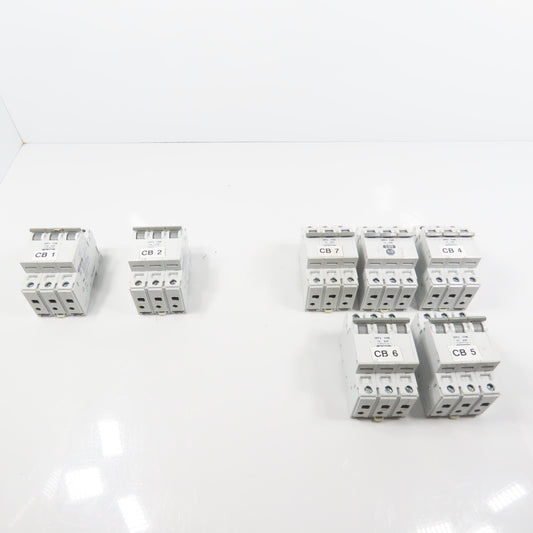 Allen Bradley 1492-CB3 Ser C 3-Pole Circuit Breakers 7A, 3A, 10A Lot Of 7