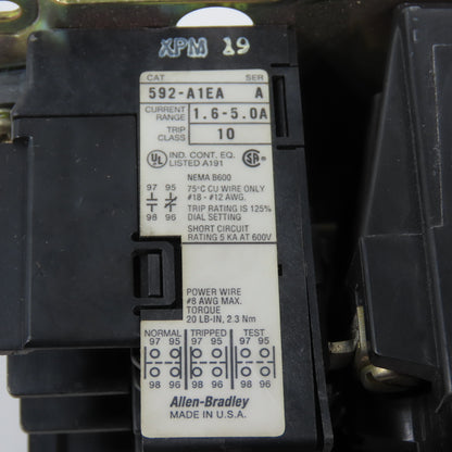 Allen Bradley 509-AOD-A1E Size 0 Motor Starter 120V Coil 5HP 592-A1EA 1.6-5.0A