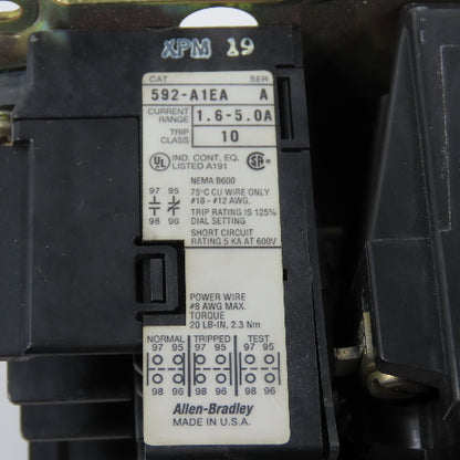 Allen Bradley 509-AOD-A1E Size 0 Motor Starter 120V Coil 5HP 592-A1EA 1.6-5.0A
