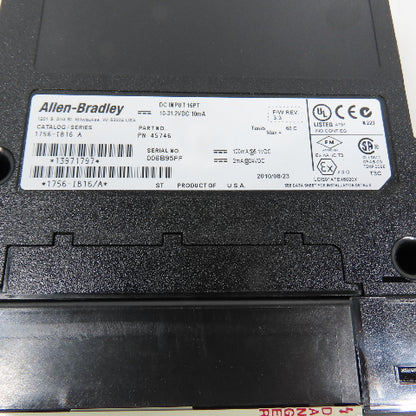 Allen Bradley 1756-IB16 Ser A 16 Point DC Input 10-31.2VDC F/W Rev 3.3