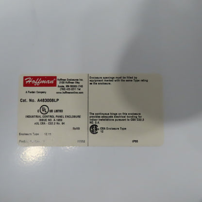 Hoffman A483008LP 48" x 30" x 8" Electrical Enclosure W/ Backplate Type 12, 13