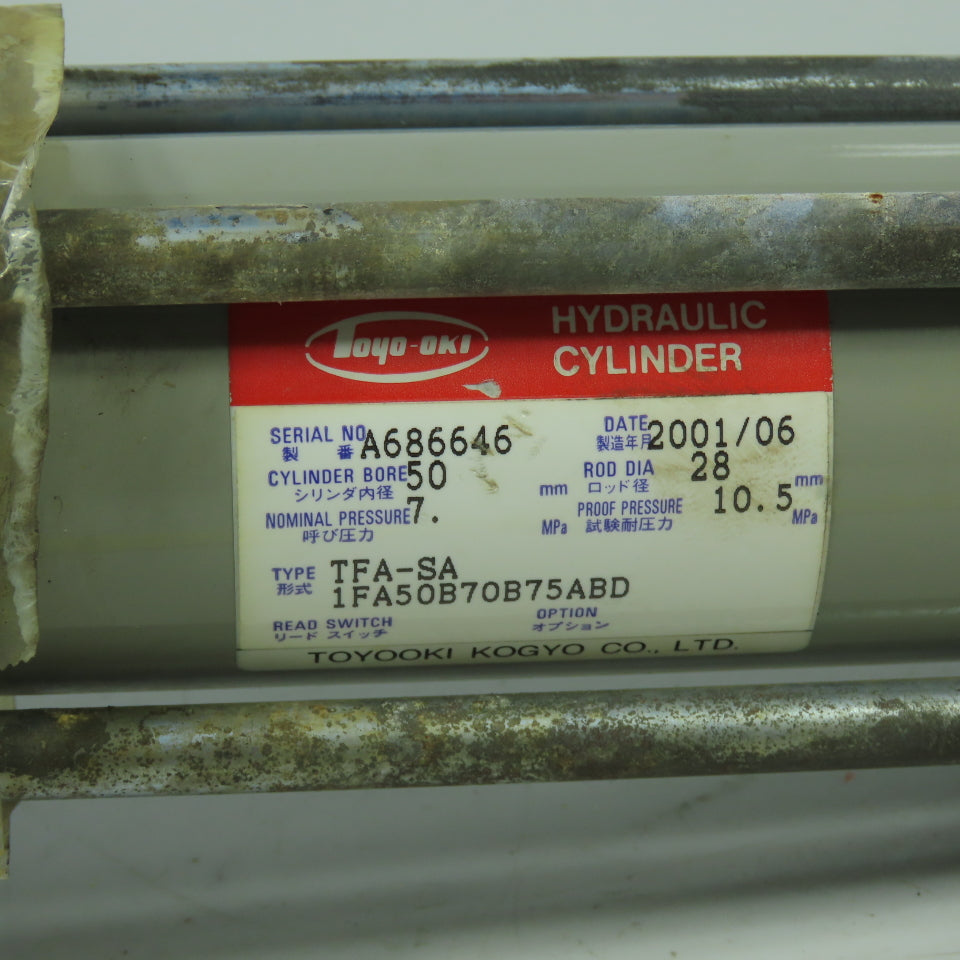 Toyo-Oki TFA-SA 1FA50B70B75ABD Double Acting Hydraulic Cylinder 75mm Stroke