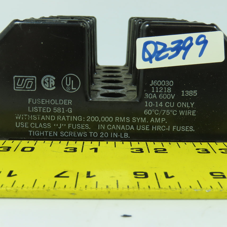 Busman J60030 11218 600V 30A 3-Pole Fuse Holders Lot Of 3