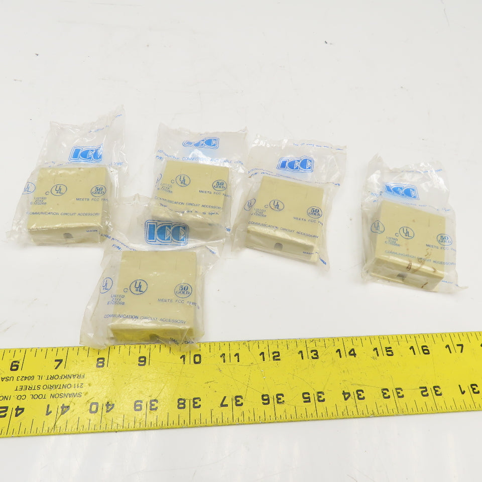 ICC IC625BS-4-IV Land Line Telephone Wall Jack Almond Self Adhesive Lot Of 5