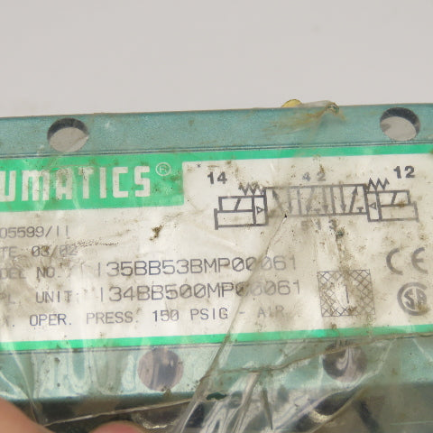 Numatics I35BB53BMP00061 5/3 Position Open Center Solenoid Valve 24VDC