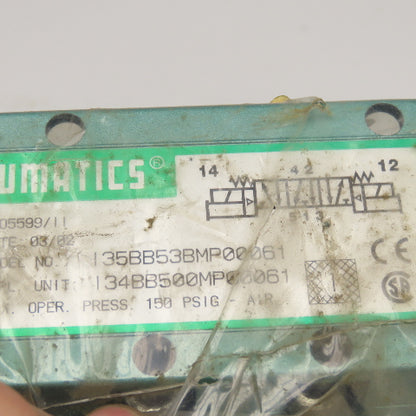Numatics I35BB53BMP00061 5/3 Position Open Center Solenoid Valve 24VDC