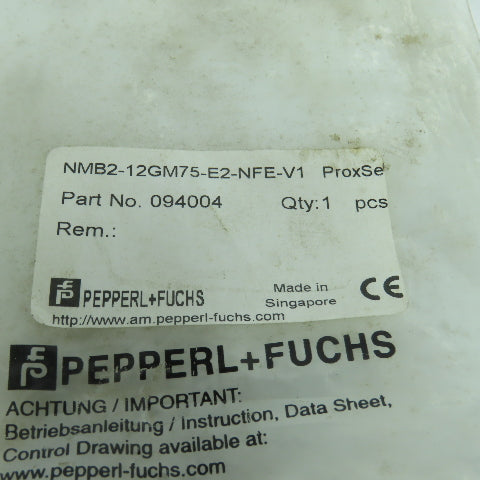 Pepperl + Fuchs NMB2-12GM75-E2-NFE-V1 094004 Inductive Proximity Sensor NEW