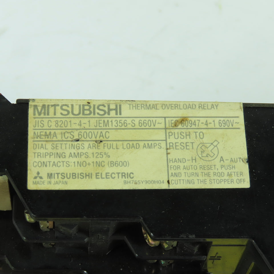Mitsubishi JIS C 8201-4-1 TH-N120TA Thermal Overload Relay 660VAC 85-125A Trip
