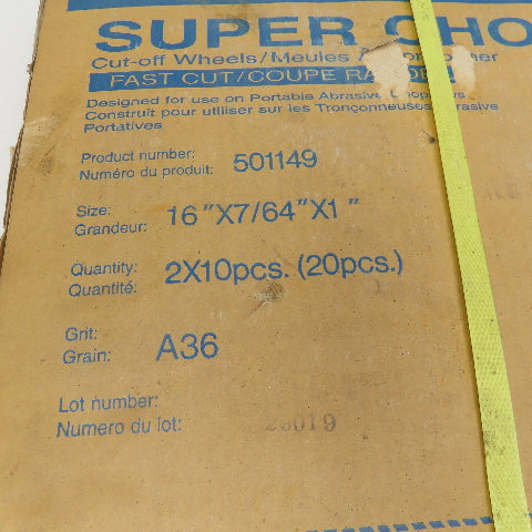 Jet 501149 Super Chop 16" x 7/64" x 1" Abrasive Cut Off Wheel A36 Lot Of 20