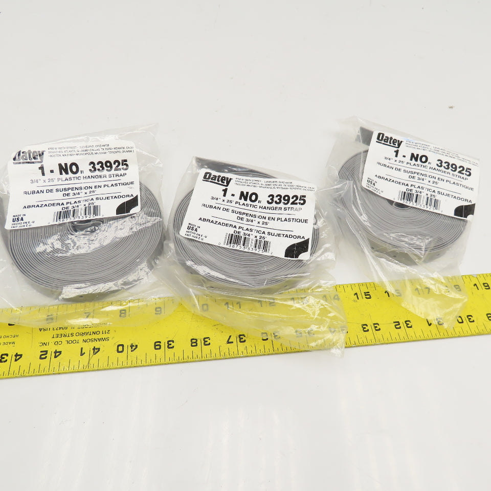 Oatey 33925 3/4" x 25' Plastic Pipe Hanger Strap Lot Of 3