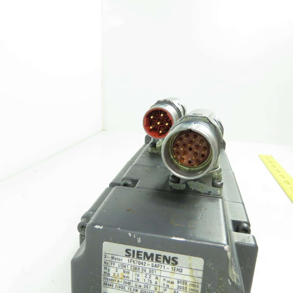 Siemens 1FK7042-5AF71-1EH3 3-Ph Servo Motor 267V W/ 24VDC Brake