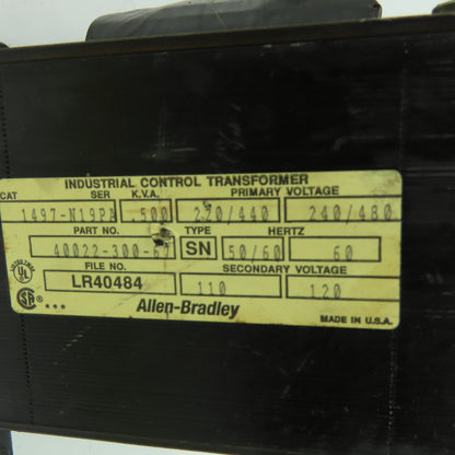 Allen Bradley 1497-N19PA Transformer 220-240/440-480V Pri 110-120V Sec