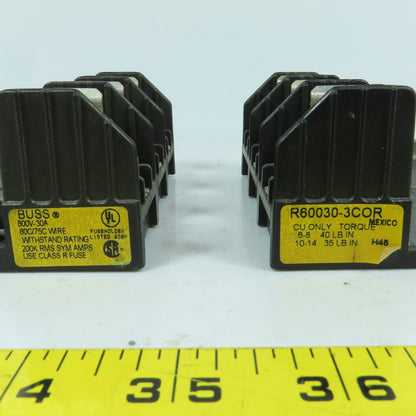 Buss R60030-3COR 3-Pole 30A 600V Fuse Holder Lot Of 2