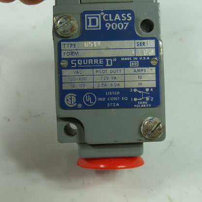Square D B51L Ser B FJ 9007 Limit Switch 600VAC 10A