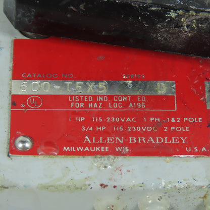 Allen Bradley 600-TEX5 Ser D Nema 7 & 9 Haz Location Manual Motor Starter Switch