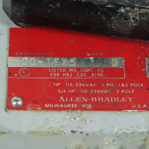 Allen Bradley 600-TEX5 Ser D Nema 7 & 9 Haz Location Manual Motor Starter Switch