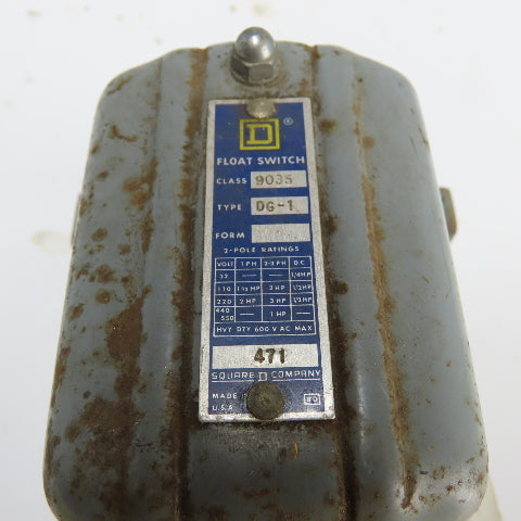 Square D 9035 DG-1 Open Tank Float Switch 2-Pole 600VAC