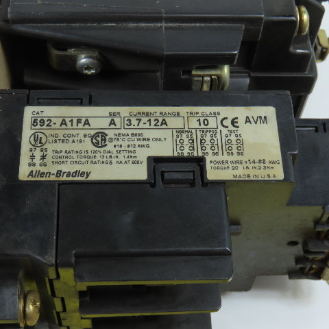 Allen Bradley 509-AOD-A1F Nema Size 0 Motor Starter 5HP 120V Coil W/592-A1FA
