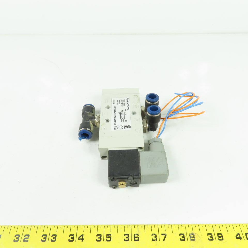 Aventics L23BA452O060T30 Solenoid Air Control Valve 120VAC 0.7A 145PSI 3/8" NPT
