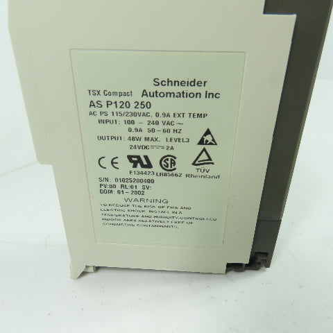 Schneider AS-P120-250 TSX Compact Power Supply 100-240VAC In 24VDC 48W Out