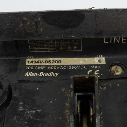 Allen Bradley 1494V-DS200 Ser C 3Ph Disconnect Switch 600VAC 200A 150Hp