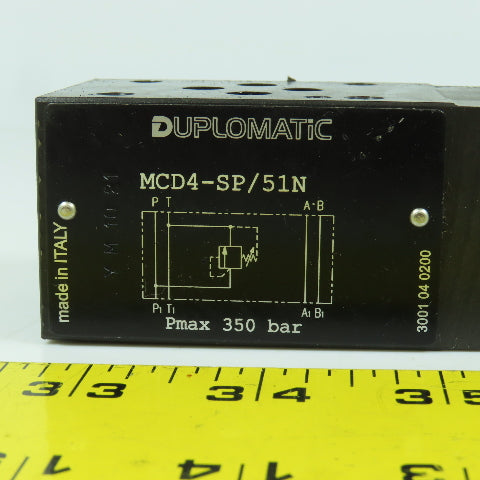 Duplomatic MCD4-SP/51N Hydraulic Pressure Relief Valve 350 Bar