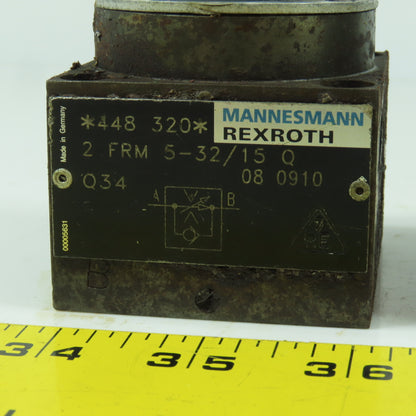Rexroth 2 FRM 5-32/15 Q 2 Way Flow Control Valve (1 Damaged) Lot Of 2