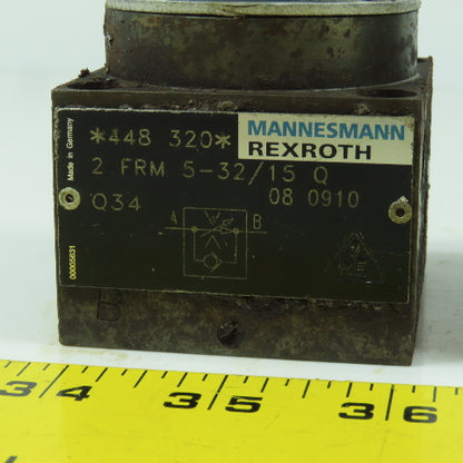 Rexroth 2 FRM 5-32/15 Q 2 Way Flow Control Valve (1 Damaged) Lot Of 2