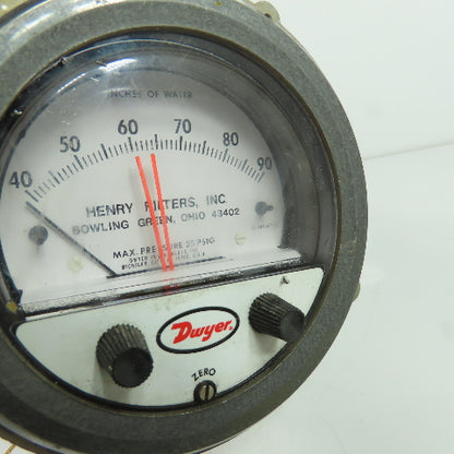 Dwyer Photohelic Gage 120VAC 40-90" Of Water 25PSI