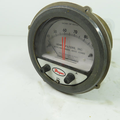 Dwyer Photohelic Gage 120VAC 40-90" Of Water 25PSI