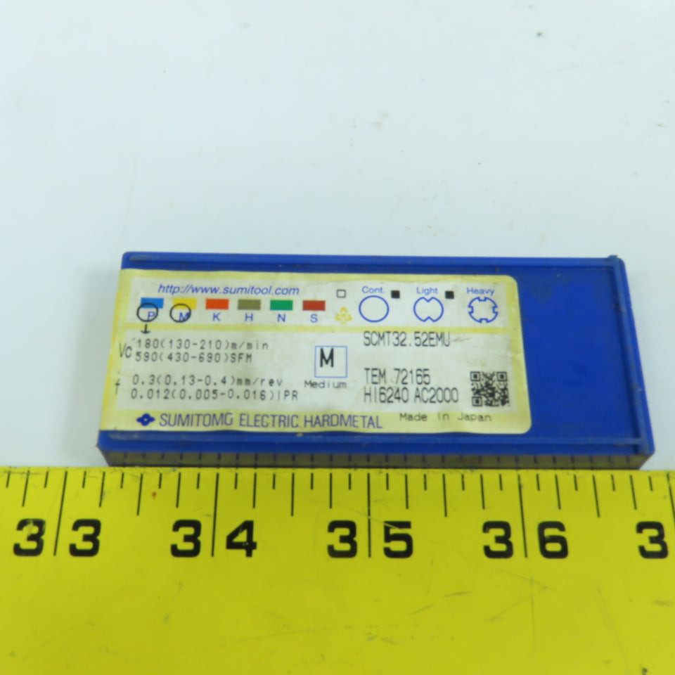 Sumitomo SCMT32.52EMU Square Turning Carbide Inserts 3/8" IC Lot Of 10