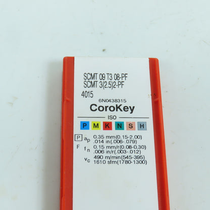 Sandvik SCMT 09 T3 08-PF Square Turning Carbide Inserts 4015 3/8" IC Lot Of 10