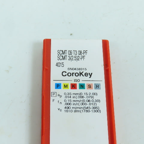 Sandvik SCMT 09 T3 08-PF Square Turning Carbide Inserts 4015 3/8" IC Lot Of 10