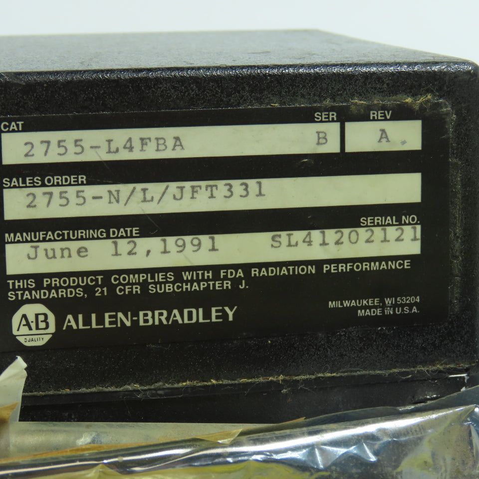 Allen Bradley 2755-L4FBA Ser B Rev A Industrial Barcode Scanner