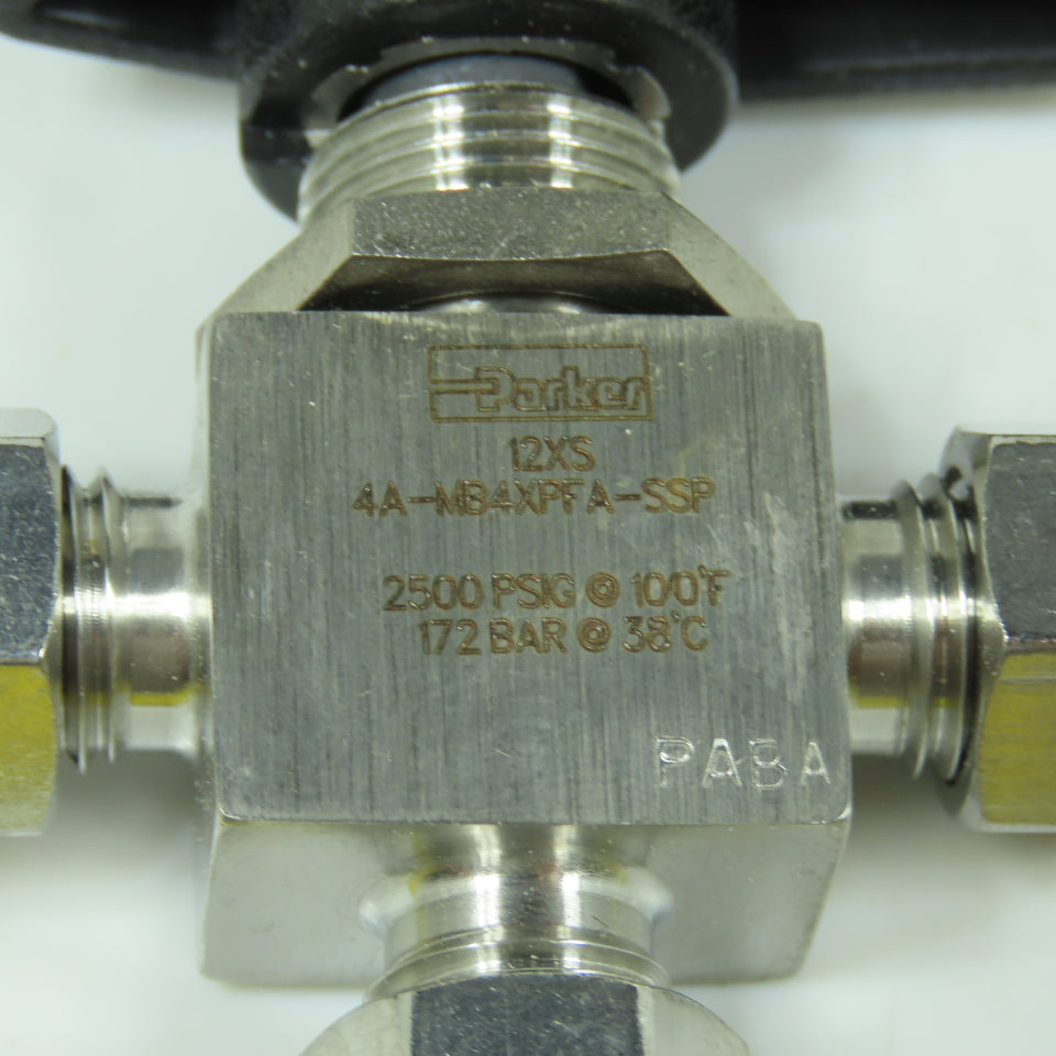 Parker 4A-MB4XPFA-SSP 3-Way Stainless 1/4" Ball Valve 172 Bar 2500PSI
