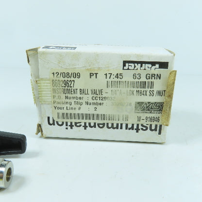 Parker 4A-MB4XPFA-SSP 3-Way Stainless 1/4" Ball Valve 172 Bar 2500PSI