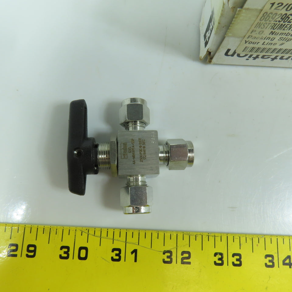 Parker 4A-MB4XPFA-SSP 3-Way Stainless 1/4" Ball Valve 172 Bar 2500PSI