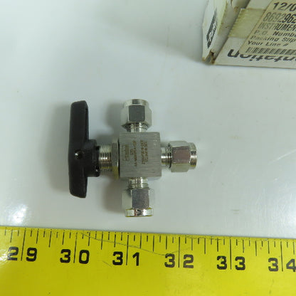 Parker 4A-MB4XPFA-SSP 3-Way Stainless 1/4" Ball Valve 172 Bar 2500PSI