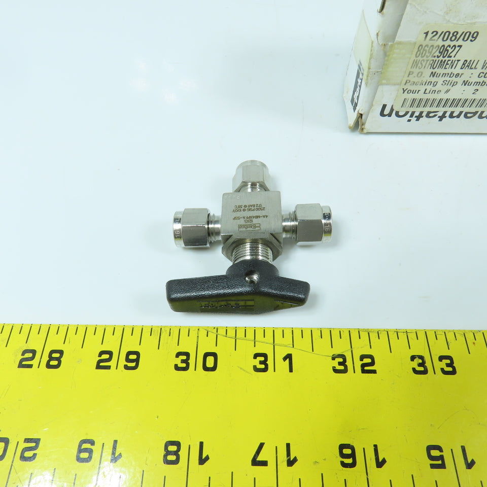 Parker 4A-MB4XPFA-SSP 3-Way Stainless 1/4" Ball Valve 172 Bar 2500PSI