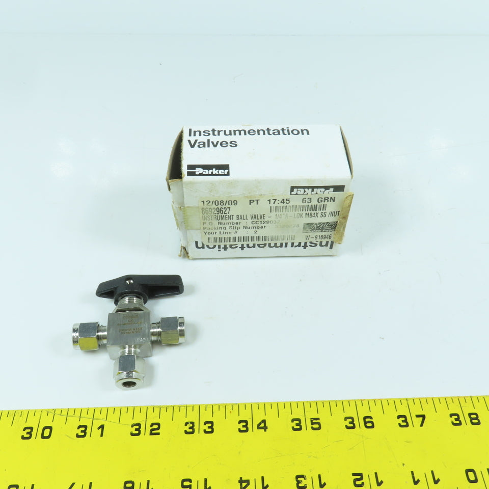 Parker 4A-MB4XPFA-SSP 3-Way Stainless 1/4" Ball Valve 172 Bar 2500PSI