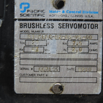 Pacific Scientific R34KENC-R2-NS-VS-00 Brushless Servo Motor 7.5A 47V/KRPM